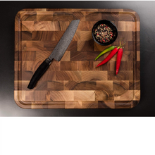 Laden Sie das Bild in den Galerie-Viewer, Azado Stirnholz-Schneidebrett mit Saftrinne