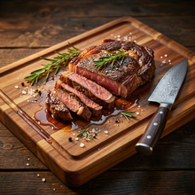 Laden Sie das Bild in den Galerie-Viewer, 87-STEAKart Massives Schneidebrett 40x30cm mit Saftrille & Auffangmulde