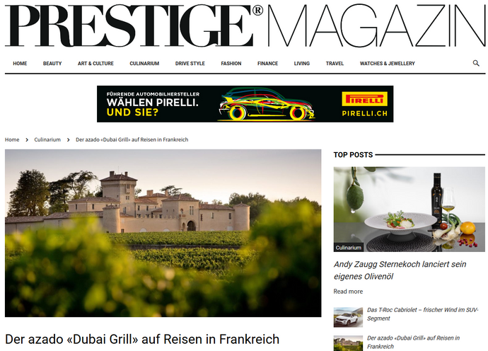 „Dubai Grill“ auf Reisen – azado im Prestige Magazin