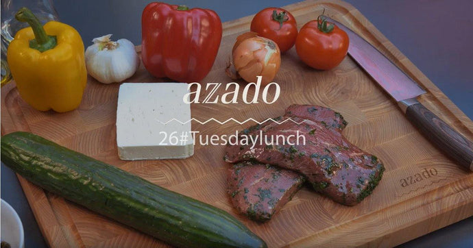 azado Grill Tuesdaylunch 26, Lammnierstück mit Bärlauchmarinade und Griechischem Salat