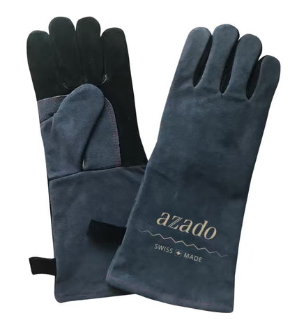 azado Grillhandschuhe aus Leder in Schwarz mit langer Stulpe