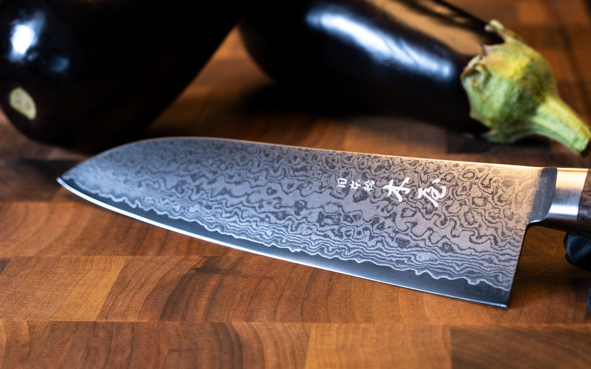 ISSHO TABERU Damast Kamagata Kochmesser 180mm matt – Bild 5