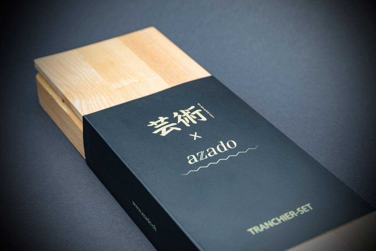 芸術 x azado" Tranchier-Set – 67 Lagen Damaststahl inkl. Holzbox – Bild 7