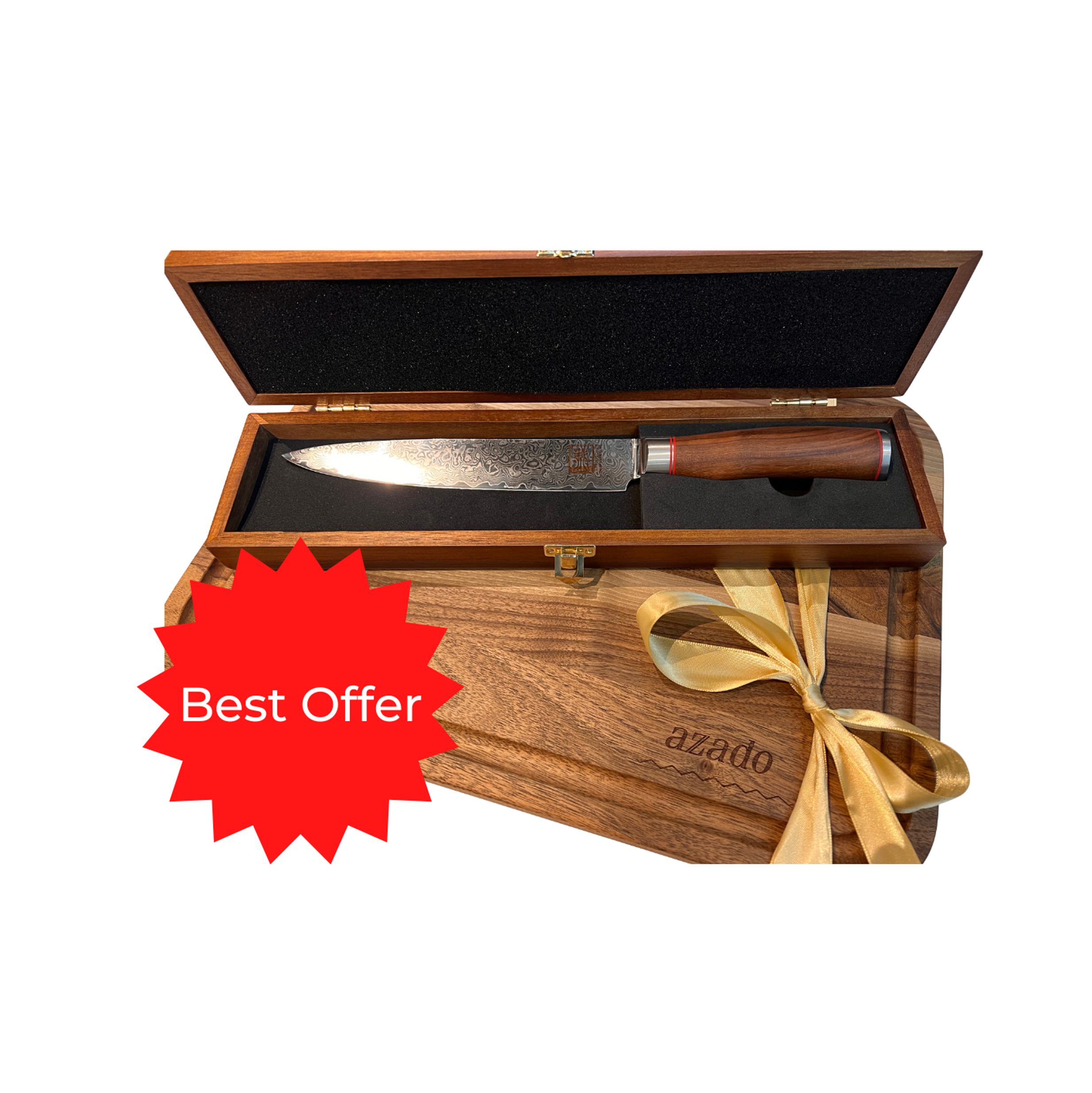 Geschenkpaket Premium (Schneidebrett Nuss + Messer nach Wahl)