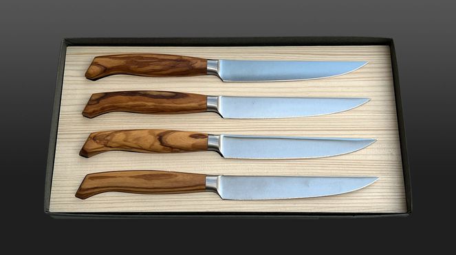 WOK Steakmesser Set - 4er / Olivenholz