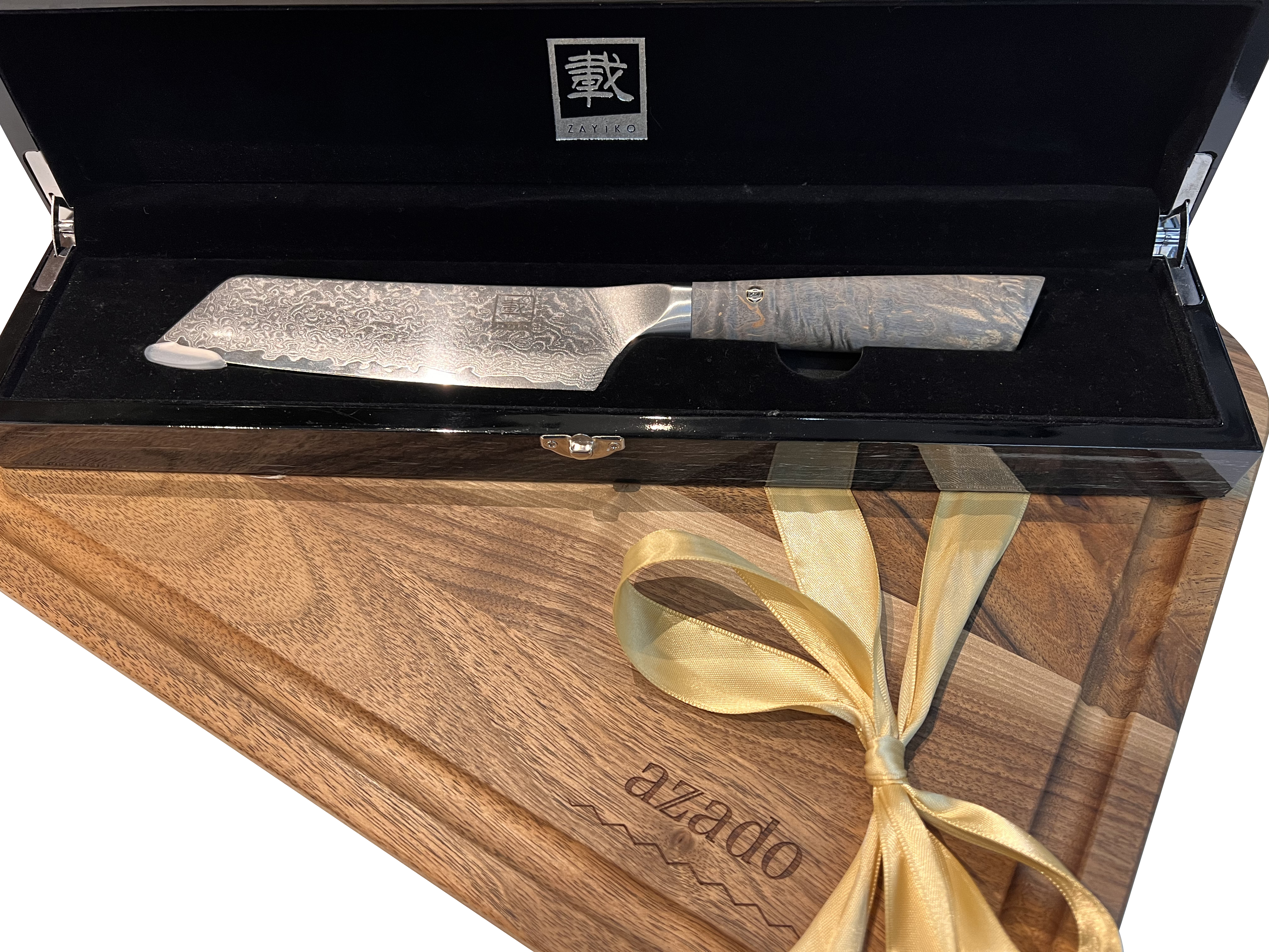 Geschenkpaket Premium (Schneidebrett Nuss + Messer nach Wahl)
